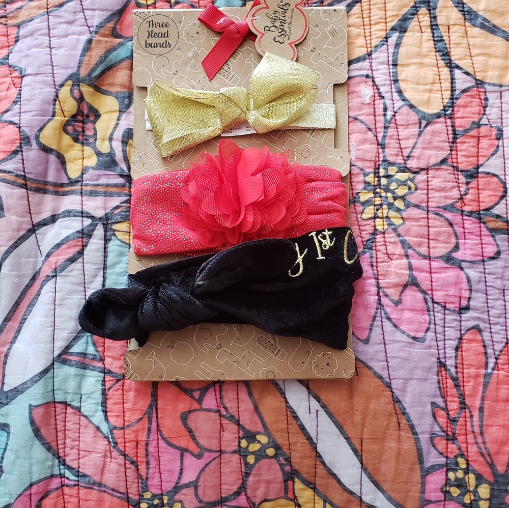 First Christmas Baby Headbands 3-pack